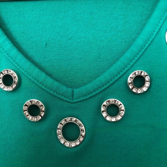 Quaker Factory Embellished Sweatshirt Tunic with Pockets - Picture 3 of 6